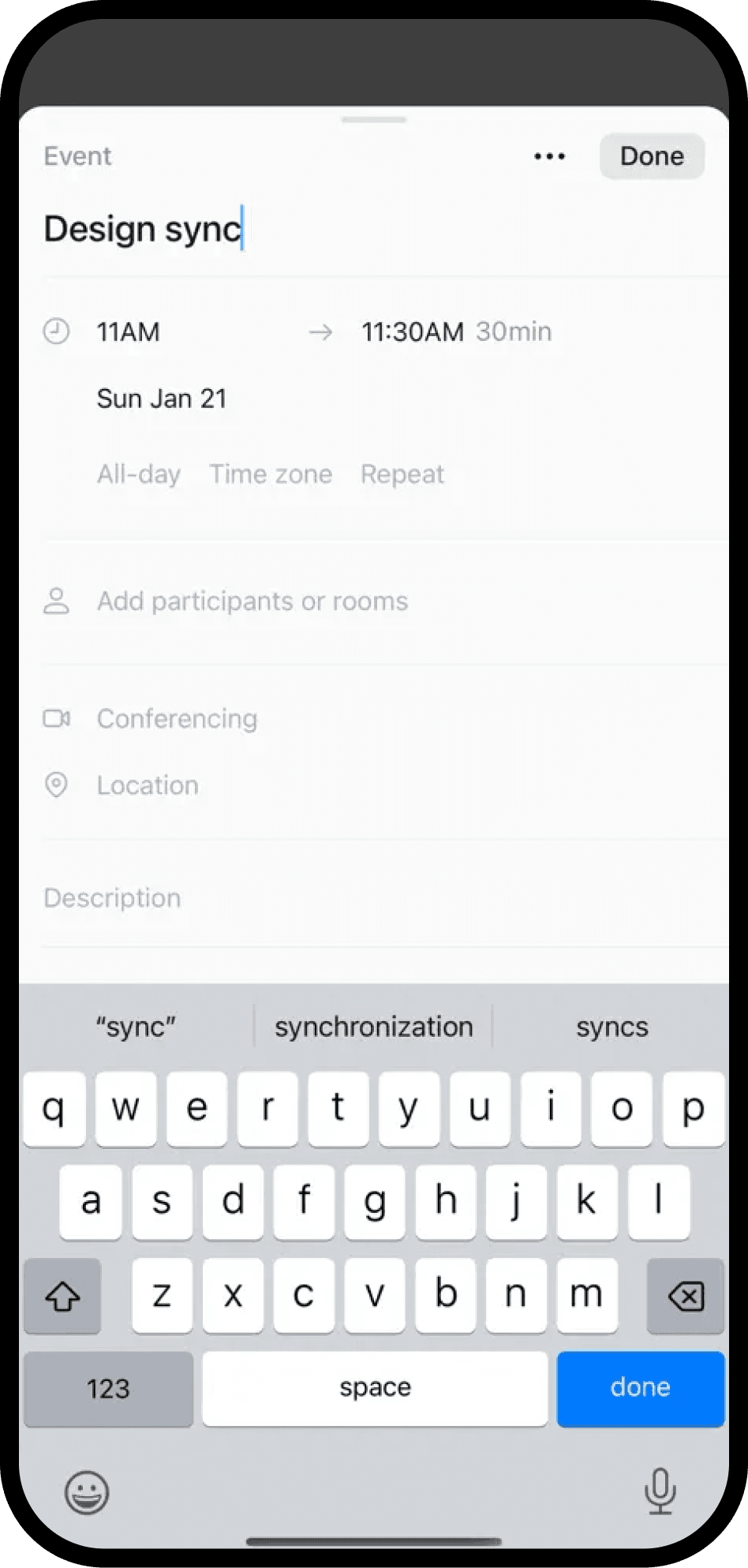 Une capture d’écran de Notion Calendar sur mobile