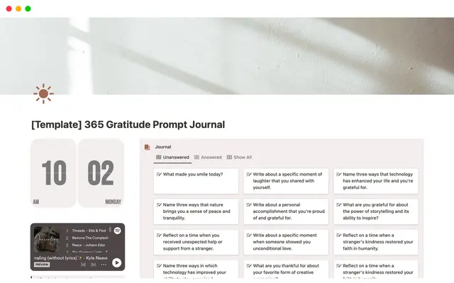 365 Day Gratitude Prompt Journal